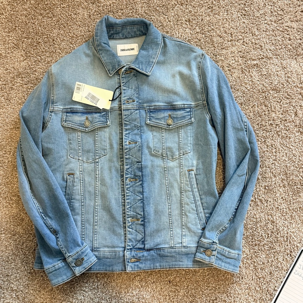 NWT ZADIG & VOLTAIRE KASE HOPE DENIM JACKET LIGHT BLUE SIZE SMALL - Picture 12 of 12
